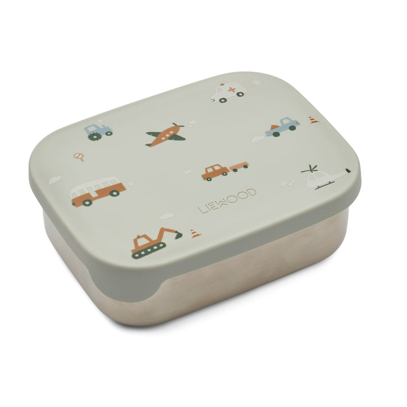 Liewood Arthur bedruckte Lunchbox - Vehicles/dove blue mix - Brotdose