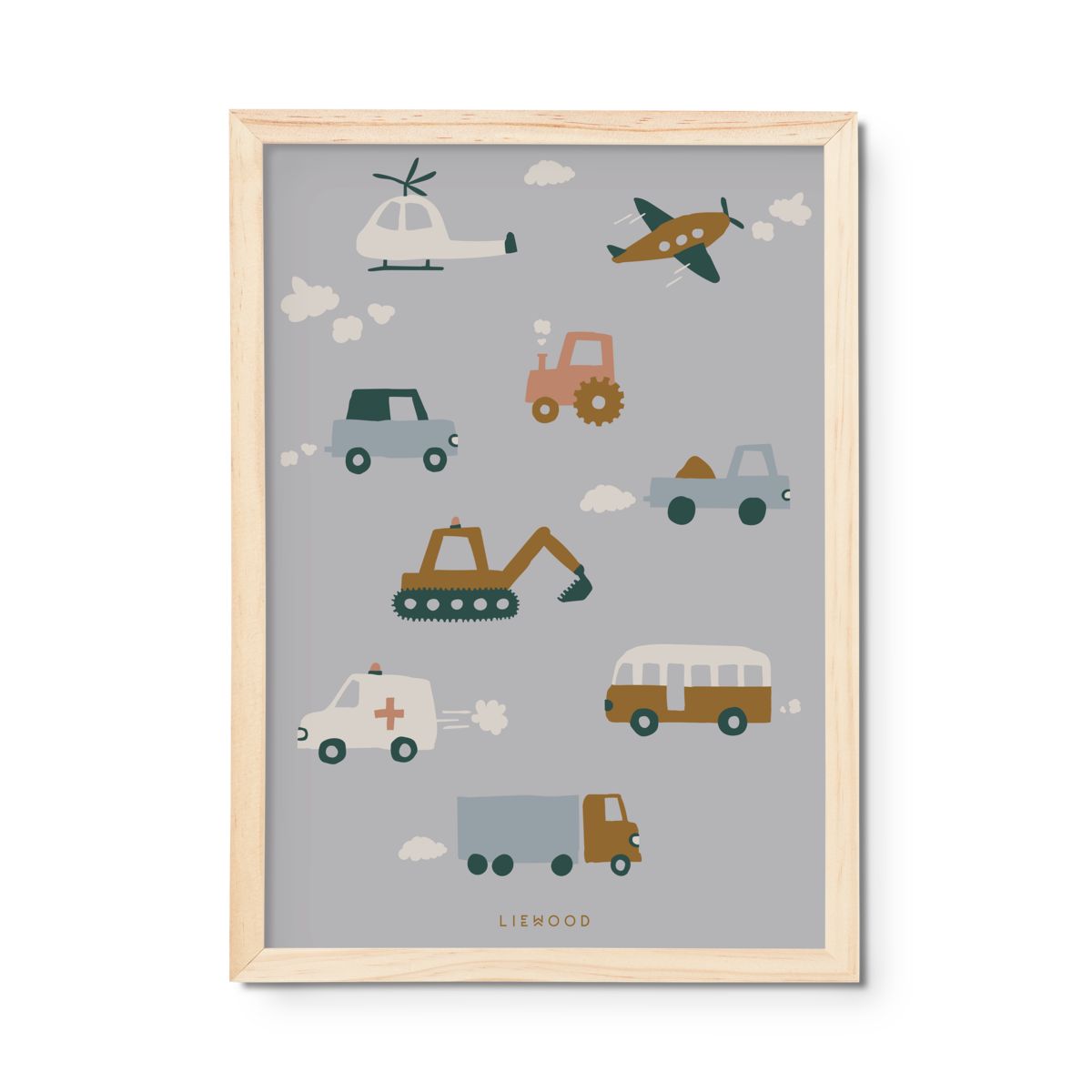 Liewood Poster Beverly - Vehicles / Dove blue - Poster