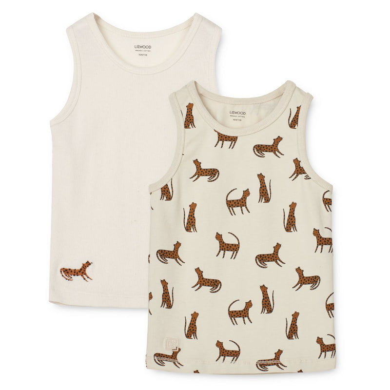 Liewood Faris Tanktop 2er-Pack - Leopard sandy / Creme de la creme - Tank top