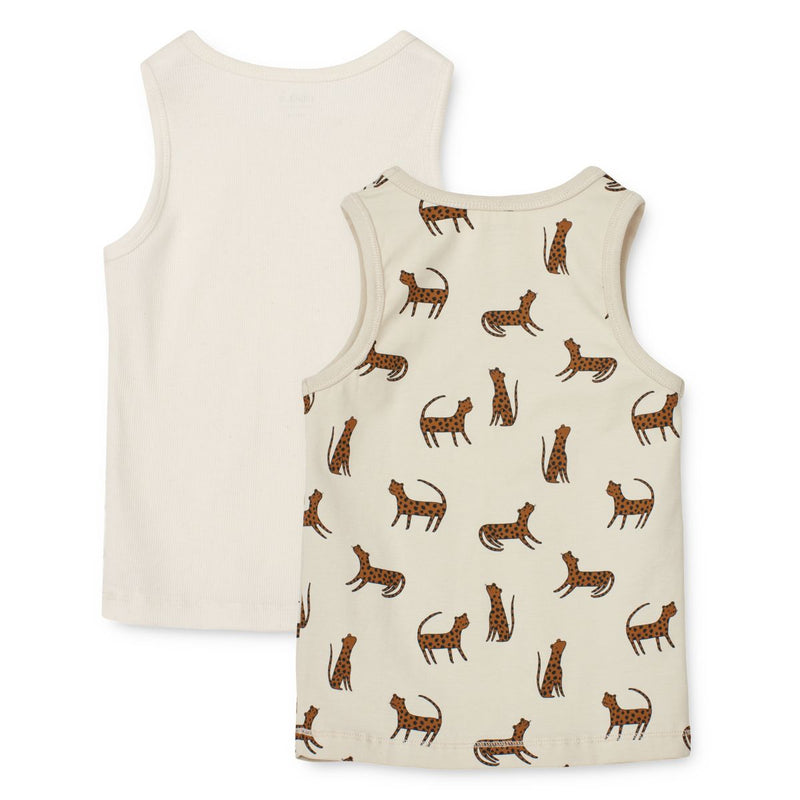Liewood Faris Tanktop 2er-Pack - Leopard sandy / Creme de la creme - Tank top