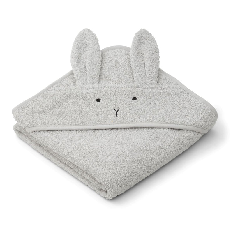 Liewood Albert Babyhandtuch mit Kapuze - Rabbit dumbo grey - Häntucher / Waschlasppen