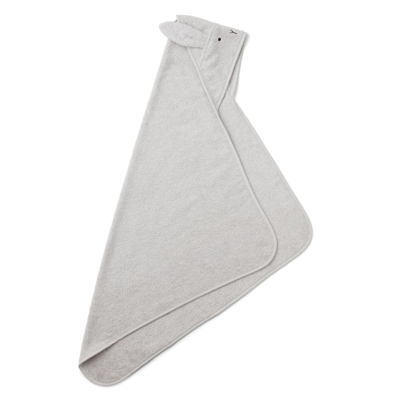 Liewood Albert Babyhandtuch mit Kapuze - Rabbit dumbo grey - Häntucher / Waschlasppen