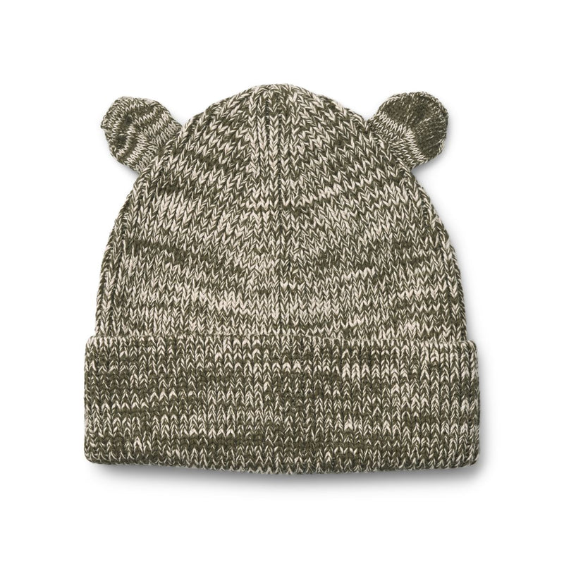 Liewood Gina Rippenstrickmütze mit Bärenohren - Army brown / Sandy - Hut & Kappe