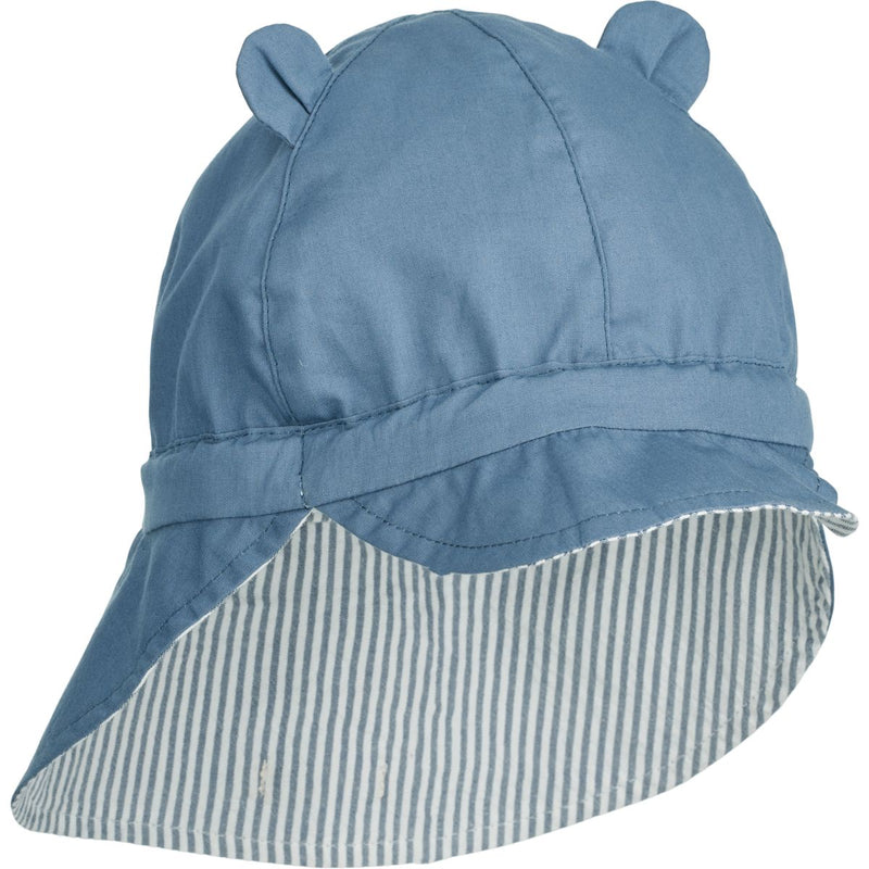 Liewood Gorm Sonnenhut aus Leinen - Y/D stripe: Blue wave/creme de la creme - Hut & Kappe