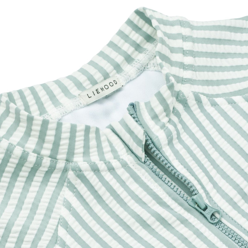 Liewood Max Schwimm-Jumpsuit Seersucker - Y/D stripe: Sea blue/white - Badeanzug