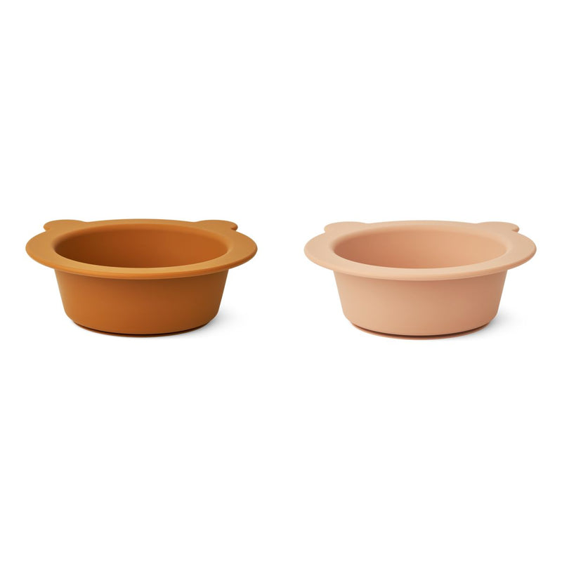 Liewood Peony Schale mit Saugnapf 2er-Pack - Mustard / tuscany rose mix - Schalen