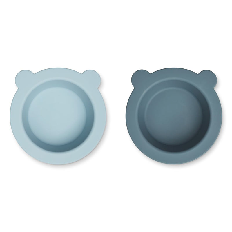 Liewood Peony Schale mit Saugnapf 2er-Pack - Sea blue / Whale blue - Schalen