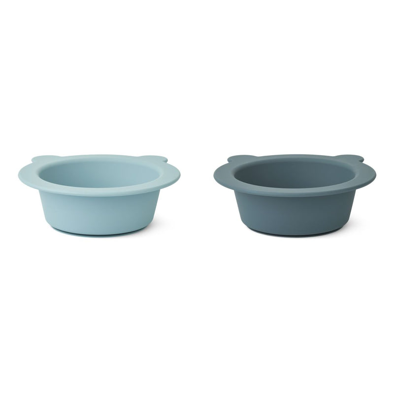 Liewood Peony Schale mit Saugnapf 2er-Pack - Sea blue / Whale blue - Schalen