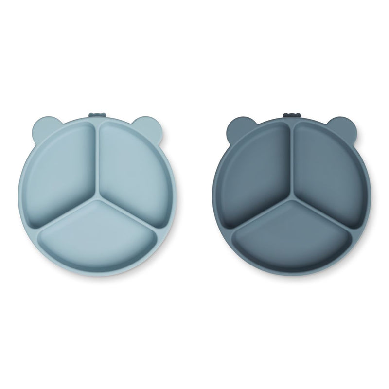 Liewood Stacy Menüteller mit Saugnapf 2er-Pack - Sea blue / Whale blue - Teller