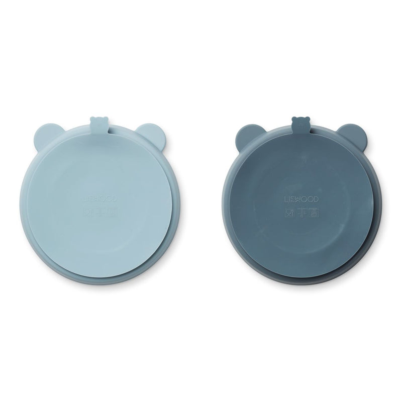 Liewood Stacy Menüteller mit Saugnapf 2er-Pack - Sea blue / Whale blue - Teller