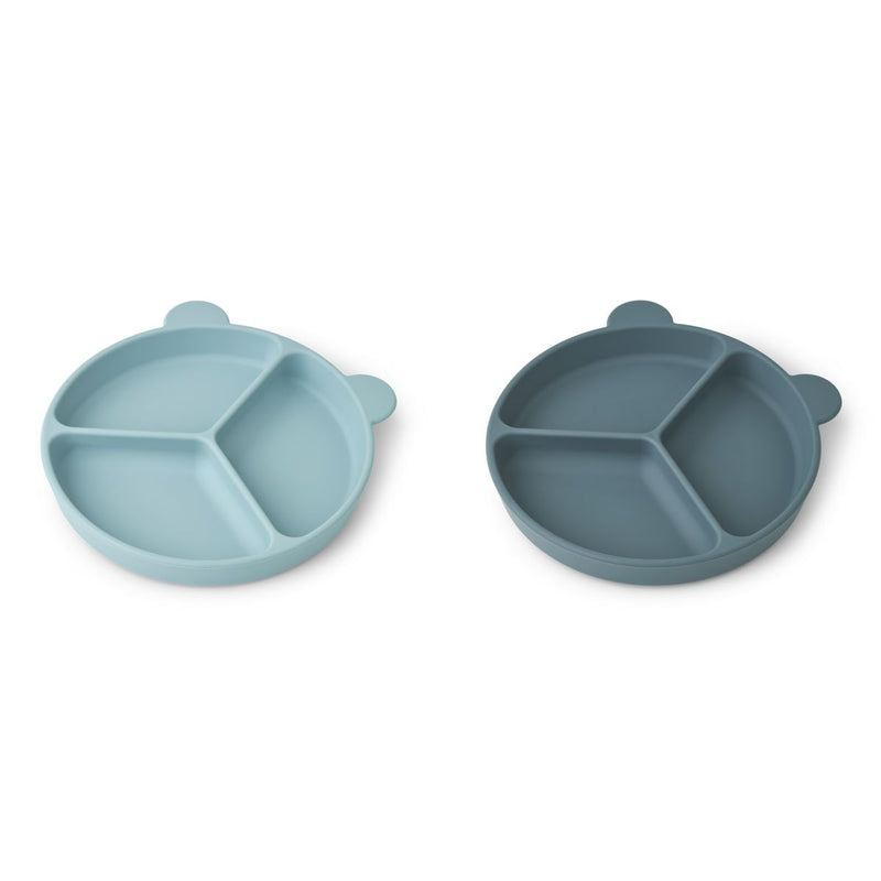 Liewood Stacy Menüteller mit Saugnapf 2er-Pack - Sea blue / Whale blue - Teller