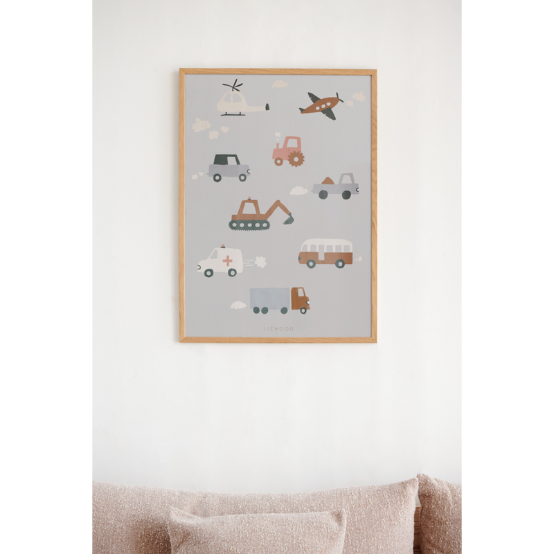 Liewood Poster Beverly - Vehicles / Dove blue - Poster