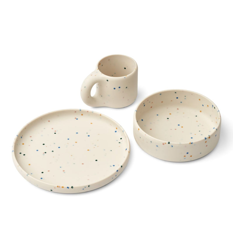 Liewood Andie Kinder Set 3er Pack - Splash dots / Sea  shell - Geschirr satz