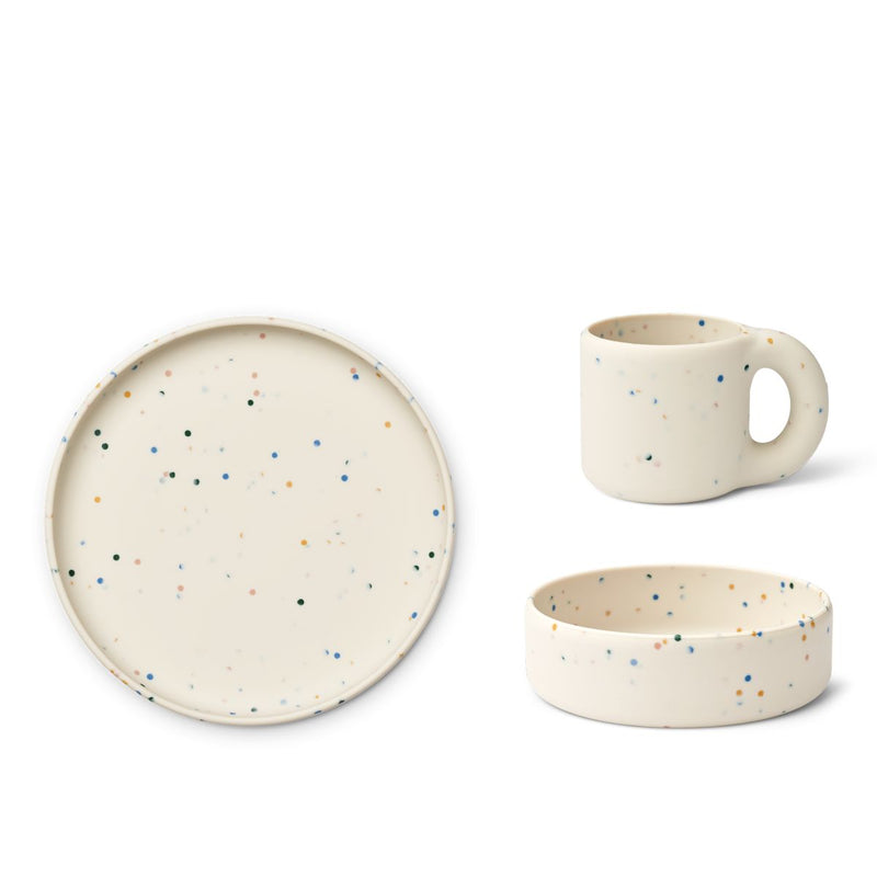 Liewood Andie Kinder Set 3er Pack - Splash dots / Sea  shell - Geschirr satz