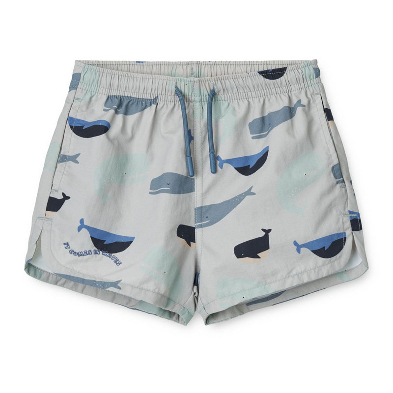 Liewood Aiden Boardshorts mit Print - Whales / Cloud blue - Badeshorts