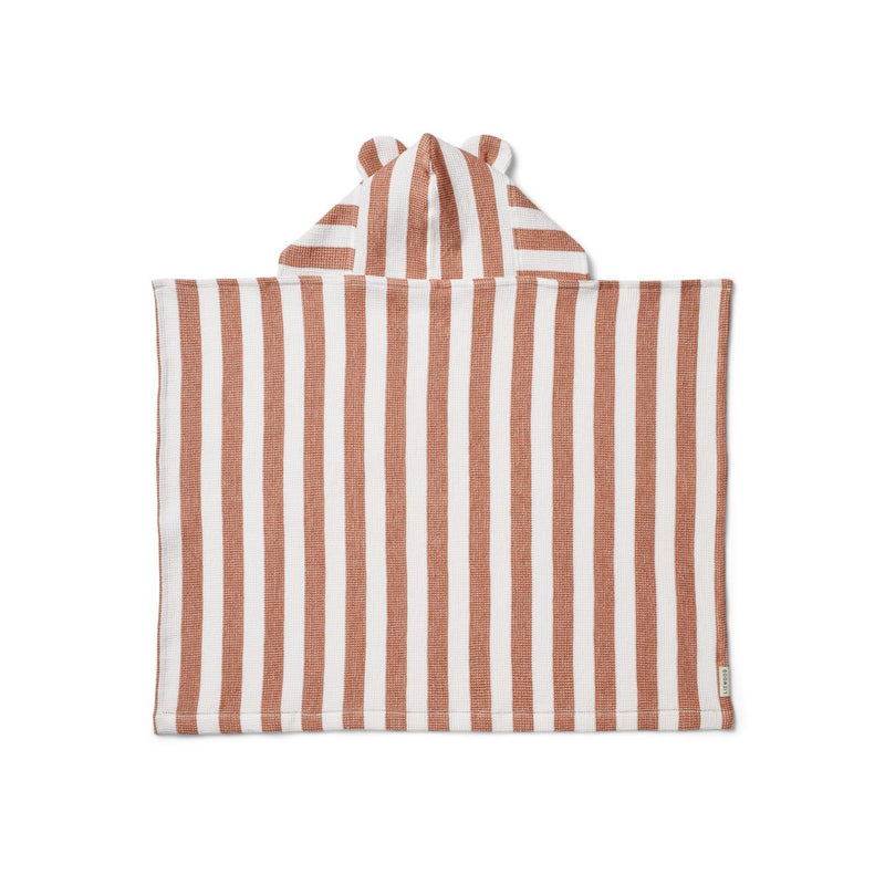 Liewood Vilas Baby-Kapuzenhandtuch mit Waffelstruktur - Y/D stripes White / Tuscany rose - Häntucher / Waschlasppen