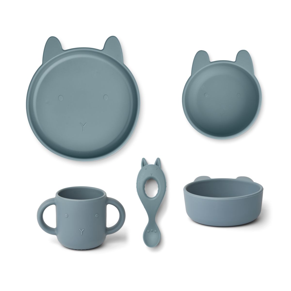Liewood Vivi Silikongeschirr 4er Pack Baby - Rabbit whale blue - Geschirr satz