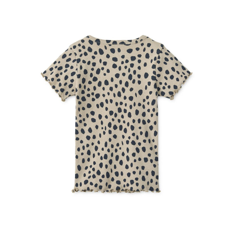 Liewood Nieve Geripptes T-Shirt - Leo spots / Mist - T-shirt