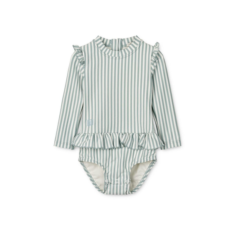 Liewood Sille Baby-Badeanzug aus Seersucker - Y/D stripe: Sea blue/white - Badeanzug