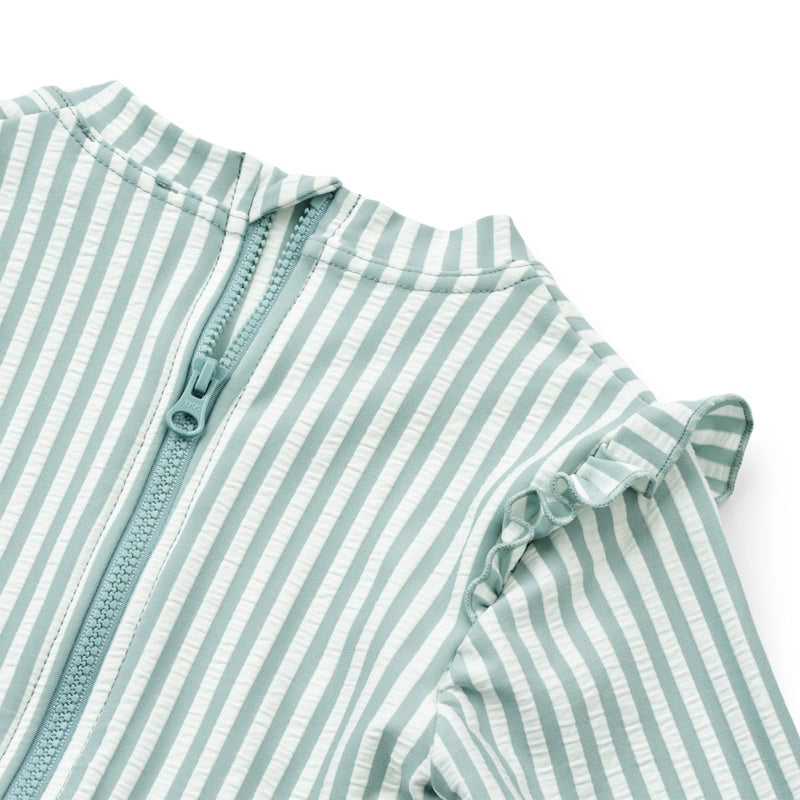 Liewood Sille Baby-Badeanzug aus Seersucker in Jumpsuit-Passform - Y/D stripe: Sea blue/white - Badeanzug