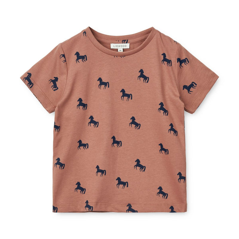 Liewood Apia T-Shirt ss - Horses / Dark rosetta - T-shirt