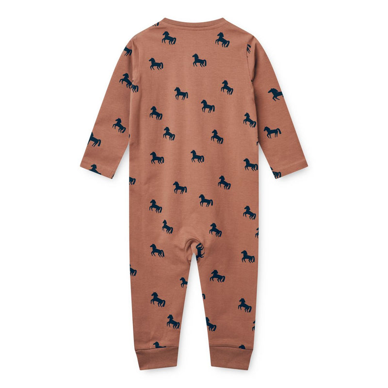 Liewood Birk Pyjama-Jumpsuit - Horses / Dark rosetta - Pyjama-Jumpsuit
