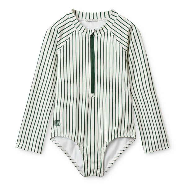 Liewood Magali swimsuit - Stripe Garden green / Creme de la creme - Badeanzug