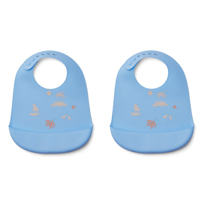 Liewood Tilda Silikon Lätzchen 2er Pack - Seaside sky blue - Lätzchen