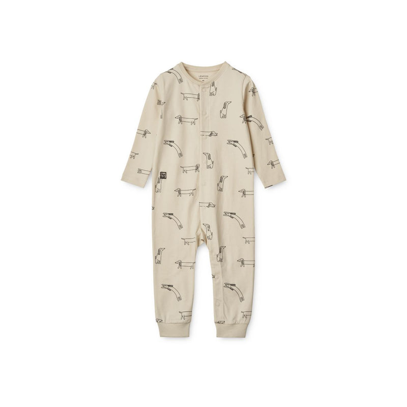 Liewood Birk Pyjama-Jumpsuit - Dogs / Sandy - Pyjama-Jumpsuit