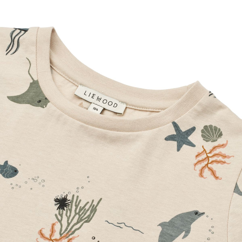 Liewood Apia Baumwoll-T-Shirt mit Print - Sea creature / Sandy - T-shirt