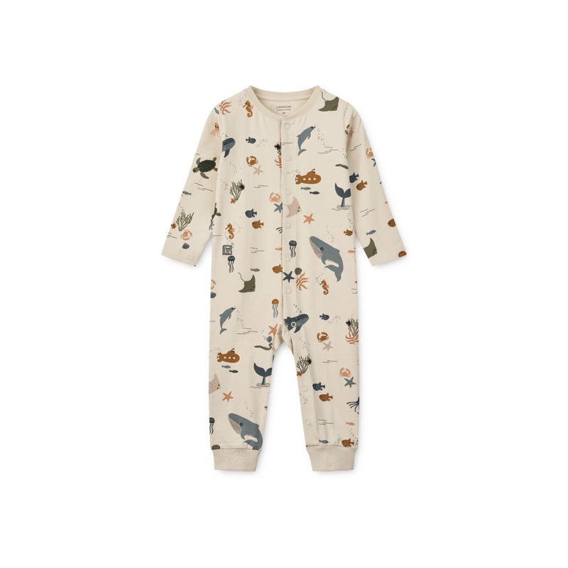 Liewood Birk Pyjama-Jumpsuit - Sea creature / Sandy - Pyjama-Jumpsuit