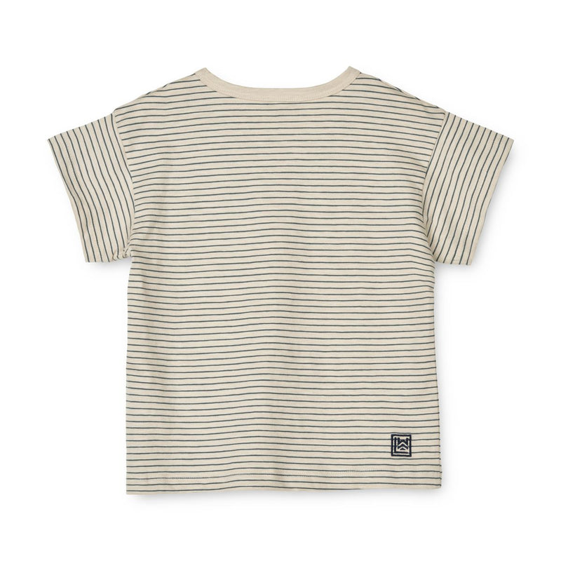 Liewood Gestreiftes T-Shirt aus Jersey - Y/D stripes Whale blue / Sandy - T-shirt