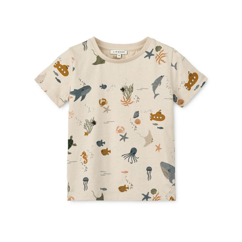 Liewood Baby-T-Shirt mit Print - Sea creature / Sandy - T-shirt